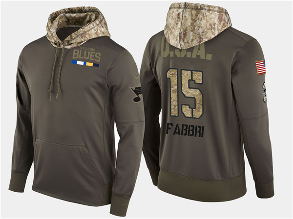 Blues 15 Robby Fabbri Olive Salute To Service Pullover Hoodie