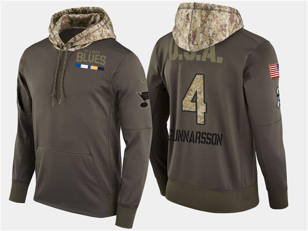Blues 4 Carl Gunnarsson Olive Salute To Service Pullover Hoodie