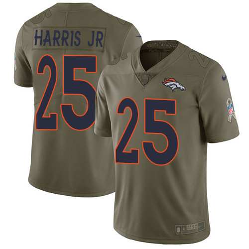 Broncos 25 Chris Harris Jr Olive Salute To Service Limited Jersey
