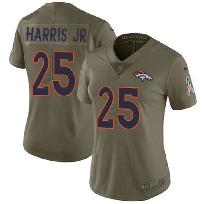 Broncos 25 Chris Harris Jr Olive Women Salute To Service Limited Jersey