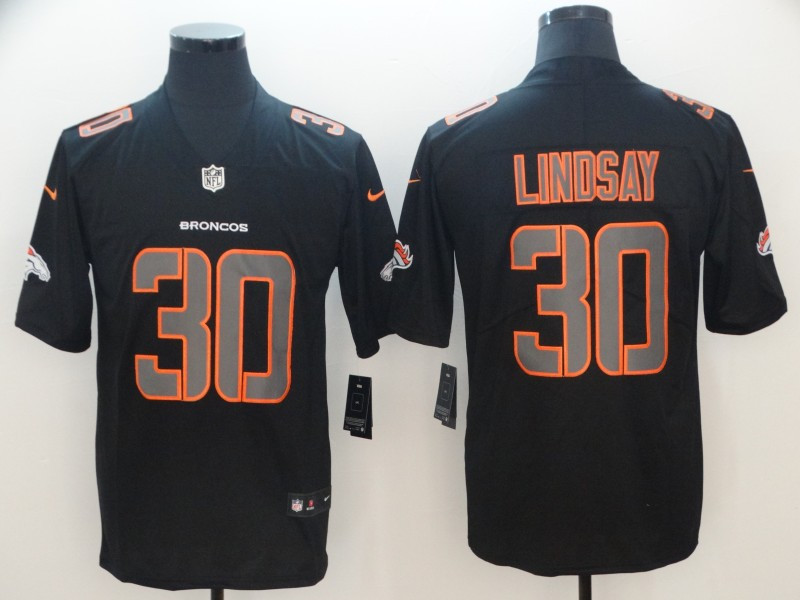 Broncos 30 Phillip Lindsay Black Impact Rush Limited Jersey