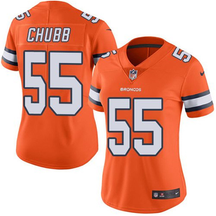 Broncos 55 Bradley Chubb Orange Women Color Rush Limited Jersey