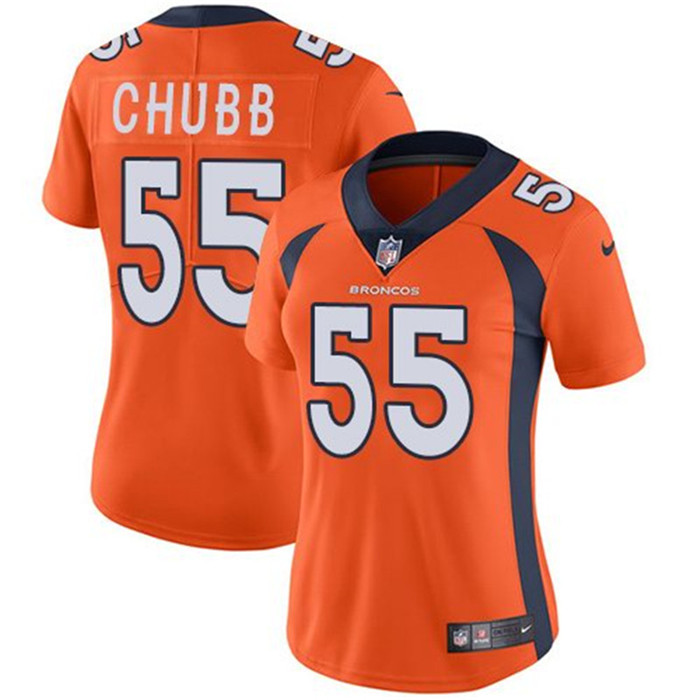Broncos 55 Bradley Chubb Orange Women Vapor Untouchable Limited Jersey