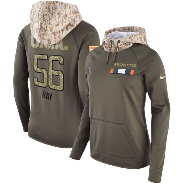 Broncos 56 Shane Ray Olive Women Salute To Service Pullover Hoodie