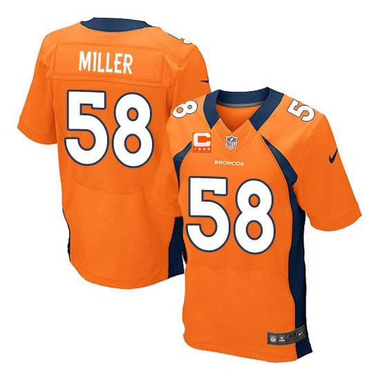 Broncos 58 Von Miller Orange With C Patch Elite Jersey