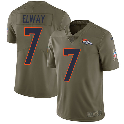 Broncos 7 John Elway Olive Salute To Service Limited Jersey