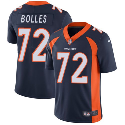 Broncos 72 Garett Bolles Navy Vapor Untouchable Limited Jersey