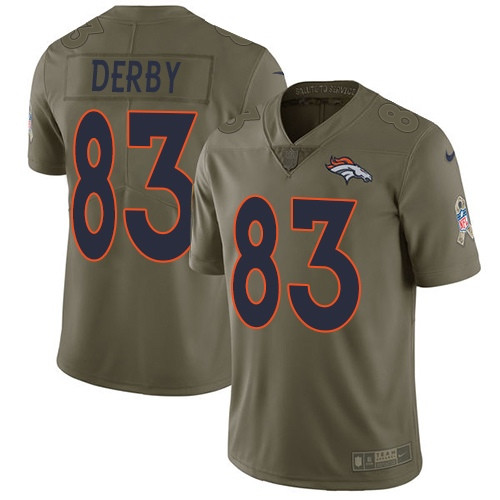Broncos 83 A.J. Derby Olive Salute To Service Limited Jersey