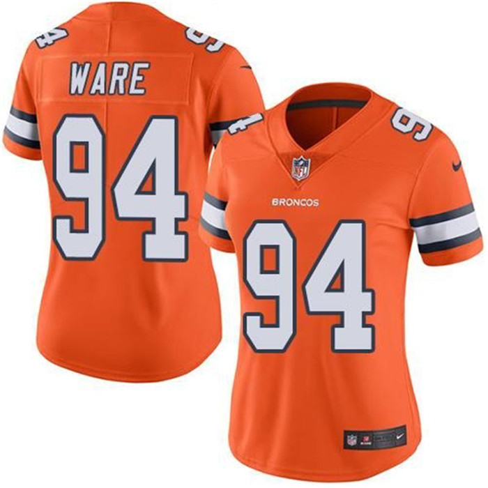 Broncos 94 DeMarcus Ware Orange Women Color Rush Limited Jersey
