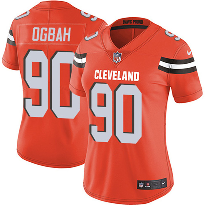 Browns 90 Emmanuel Ogbah Orange Women Vapor Untouchable Limited Jersey
