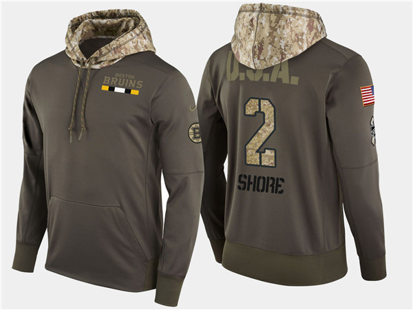 Bruins 2 Eddie Shore Retired Olive Salute To Service Pullover Hoodie
