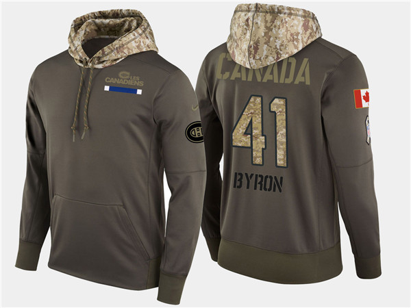 Canadiens 41 Paul Byron Olive Salute To Service Pullover Hoodie