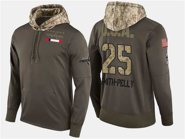 Capitals 25 Devante Smith Pelly Olive Salute To Service Pullover Hoodie