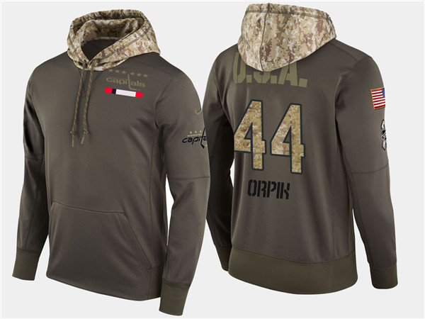 Capitals 44 Brooks Orpik Olive Salute To Service Pullover Hoodie