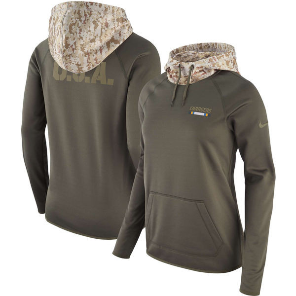 Chargers Olive Women Salute To Service Pullover Hoodie