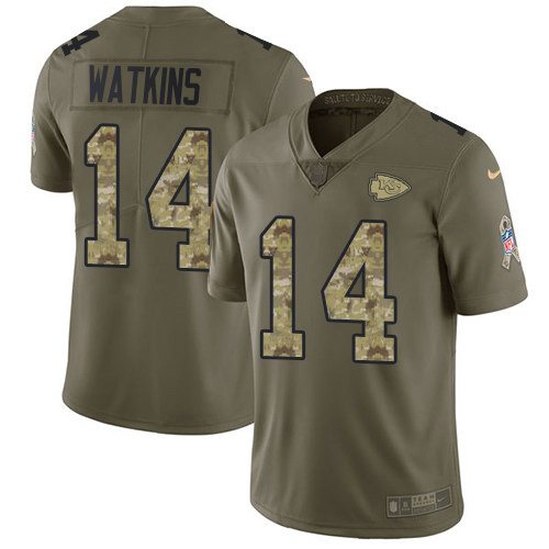 Chiefs 14 Sammy Watkins Olive Camo Salute To Service Limited Jersey