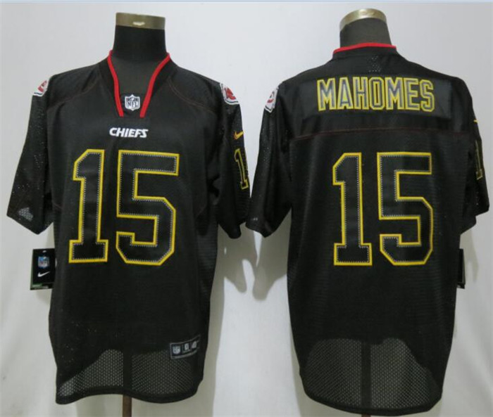 Chiefs 15 Patrick Mahomes Black Lights Out Elite Jersey