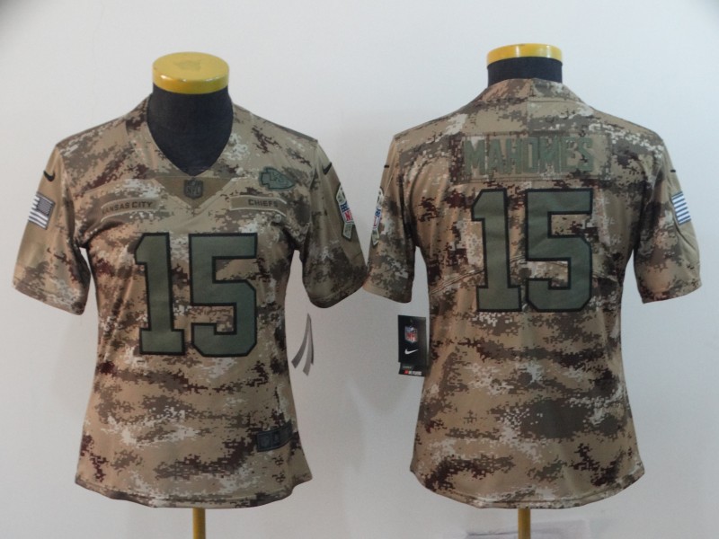 Chiefs 15 Patrick Mahomes Camo Women Salute To Service Limited Jersey