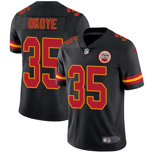 Chiefs 35 Christian Okoye Black Vapor Untouchable Limited Jersey