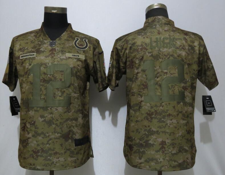 Colts 12 Andrew Luck Camo Women Salute To Service Limited Jersey