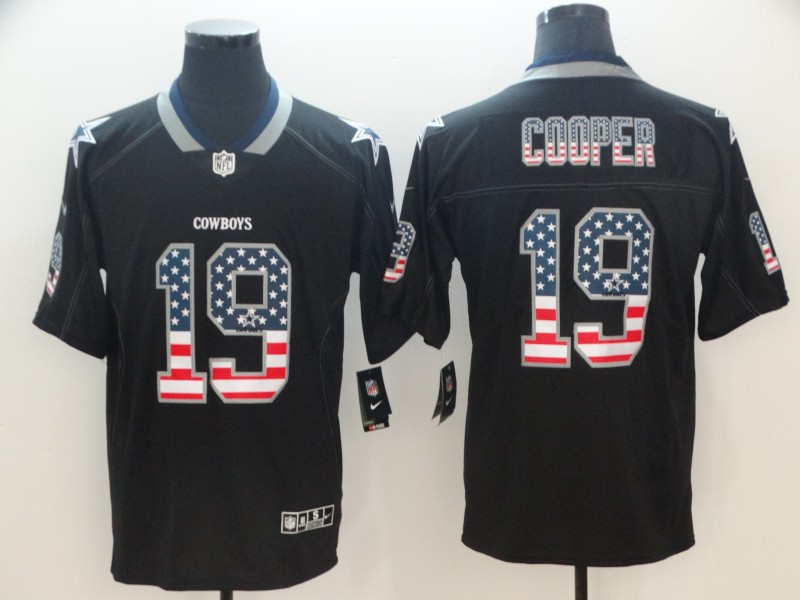Cowboys 19 Amari Cooper Black USA Flag Fashion Limited Jersey