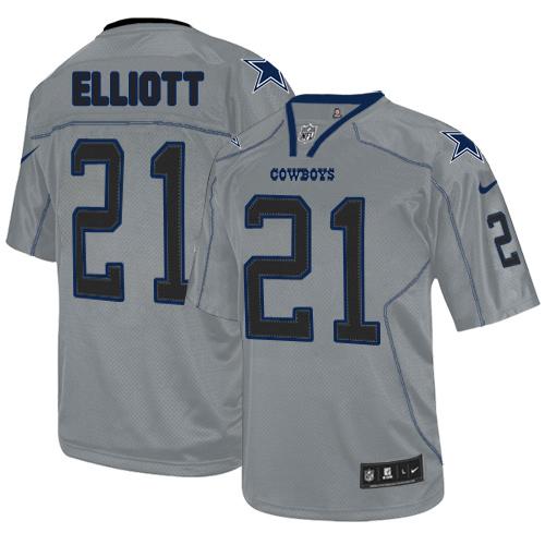 Cowboys 21 Ezekiel Elliott Lights Out Grey Men Stitched NFL Elite Jersey