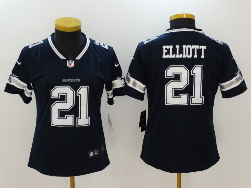 Cowboys 21 Ezekiel Elliott Navy Vapor Untouchable Women Limited Jersey