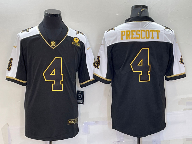 Nike Cowboys 4 Dak Prescott Black Gold Thanksgiving Limited Jersey
