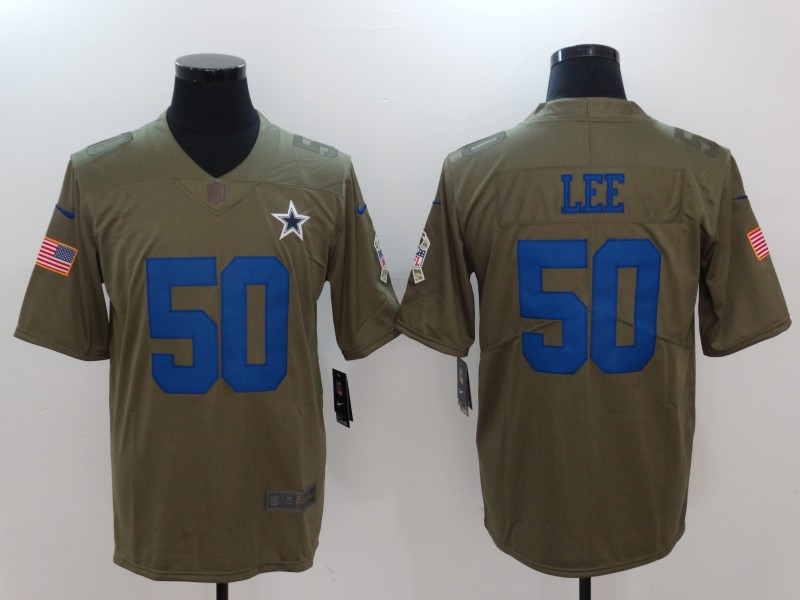 Cowboys 50 Sean Lee Olive Salute To Service Limited Jersey