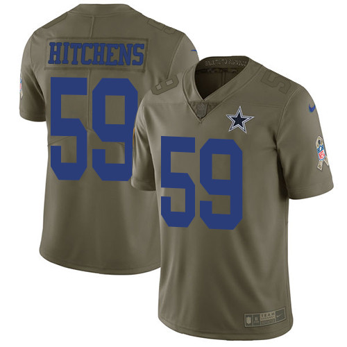 Cowboys 59 Anthony Hitchens Olive Salute To Service Limited Jersey