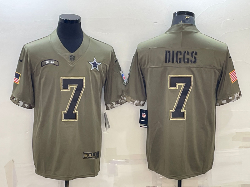 Nike Cowboys 7 Trevon Diggs Olive 2022 Salute To Service Limited Jersey