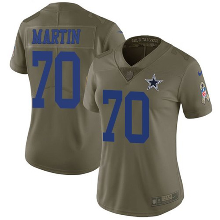 Cowboys 70 Zack Martin Olive Women Salute To Service Limited Jersey