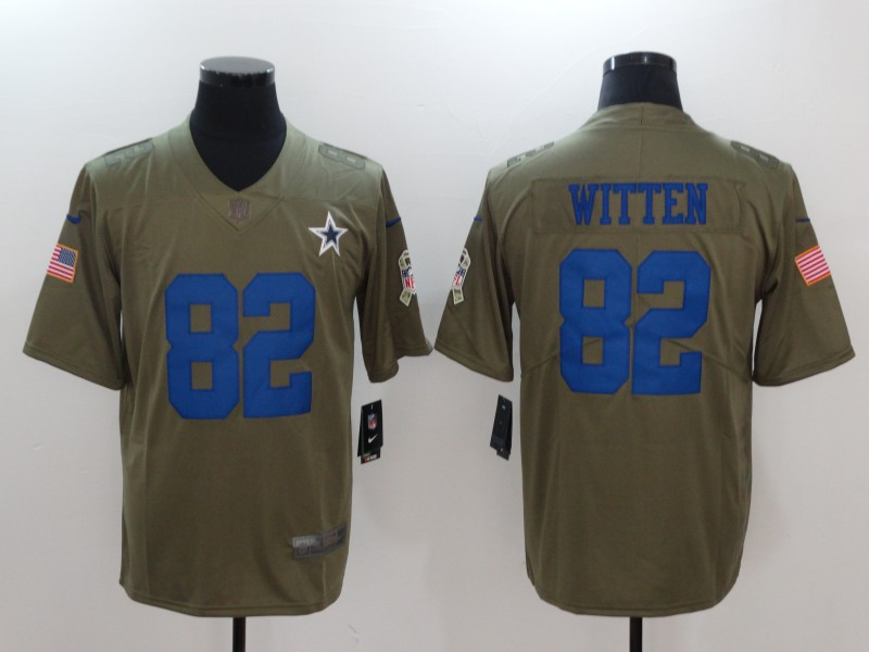 Cowboys 82 Jason Witten Olive Salute To Service Limited Jersey