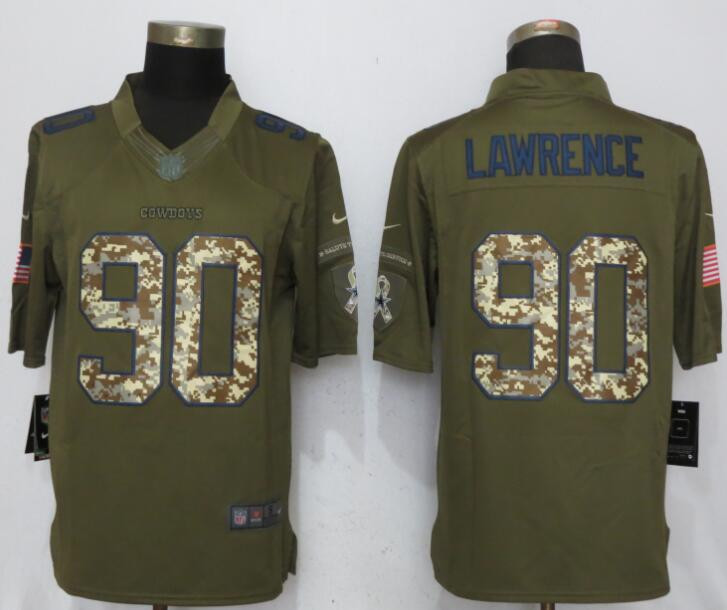 Cowboys 90 DeMarcus Lawrence Olive Green Salute To Service Limited Jersey