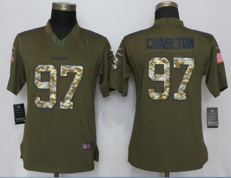 Cowboys 97 Taco Charlton Green Women Salute to Service Limited Jersey