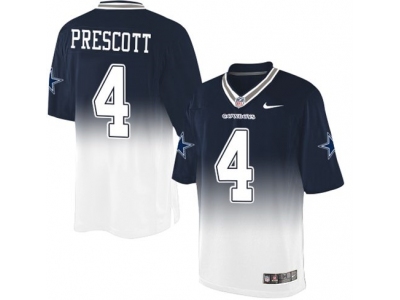 Dallas Cowboys 4 Dak Prescott Navy Blue White Men Stitched NFL Elite Fadeaway Fashion Jersey
