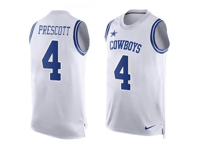 Dallas Cowboys 4 Dak Prescott White Men Stitched NFL Limited Tank Top Jersey