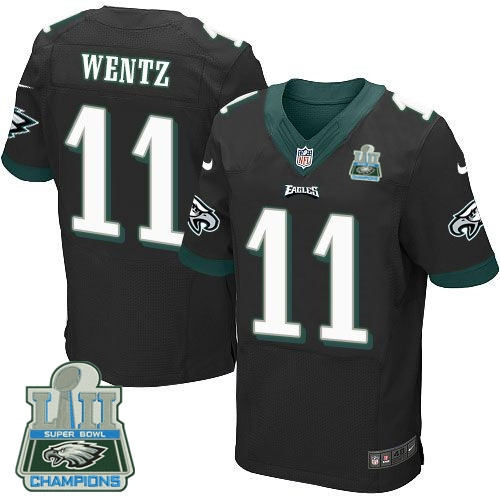 Eagles 11 Carson Wentz Black 2018 Super Bowl Champions Elite Jersey
