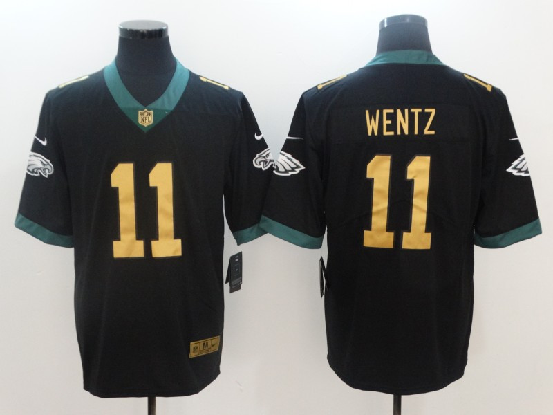 Eagles 11 Carson Wentz Black Gold Color Rush Limited Jersey