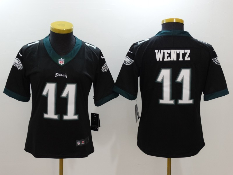 Eagles 11 Carson Wentz Black Vapor Untouchable Women Limited Jersey