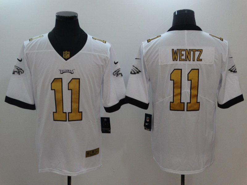 Eagles 11 Carson Wentz White Gold Vapor Untouchable Player Limited Jersey