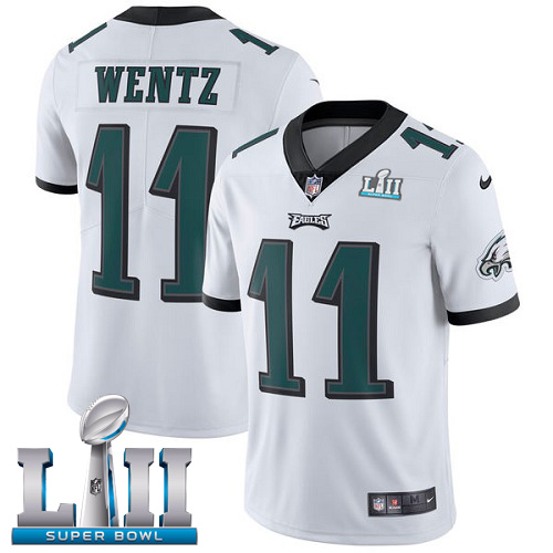 Eagles 11 Carson Wentz White Youth 2018 Super Bowl LII Vapor Untouchable Player Limited Jersey