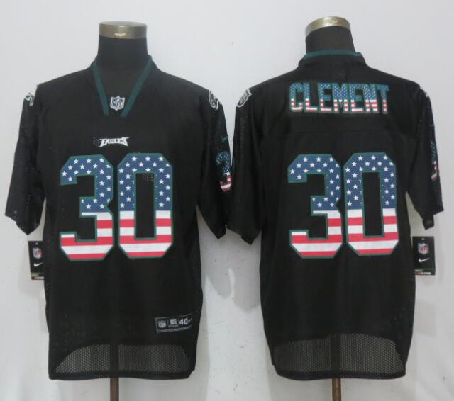 Eagles 30 Corey Clement Black USA Flag Fashion Elite Jersey