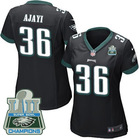 Eagles 36 Jay Ajayi Black Women 2018 Super Bowl Champions Game Jersey