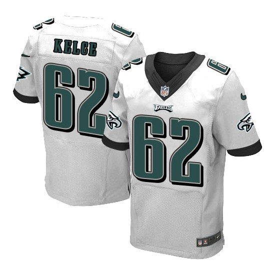 Eagles 62 Jason Kelce White Elite Jersey