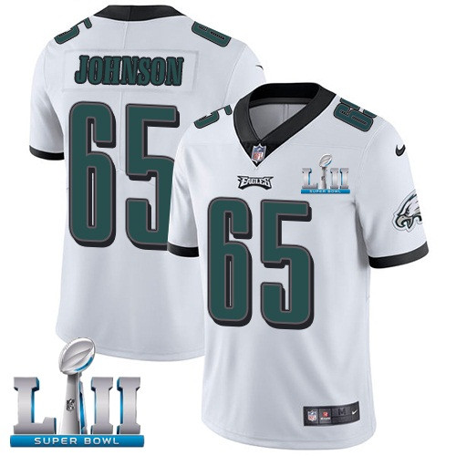 Eagles 65 Lane Johnson White 2018 Super Bowl LII Vapor Untouchable Player Limited Jersey