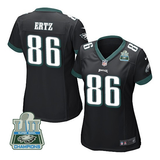 Eagles 86 Zach Ertz Black Women 2018 Super Bowl Champions Game Jersey