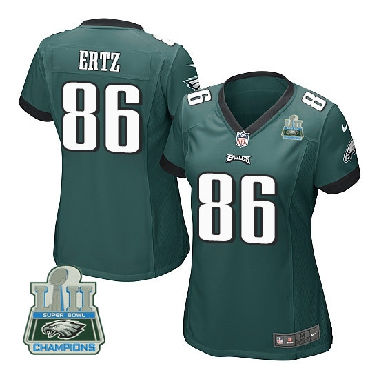 Eagles 86 Zach Ertz Green Women 2018 Super Bowl Champions Game Jersey
