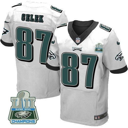 Eagles 87 Brent Celek White 2018 Super Bowl Champions Elite Jersey