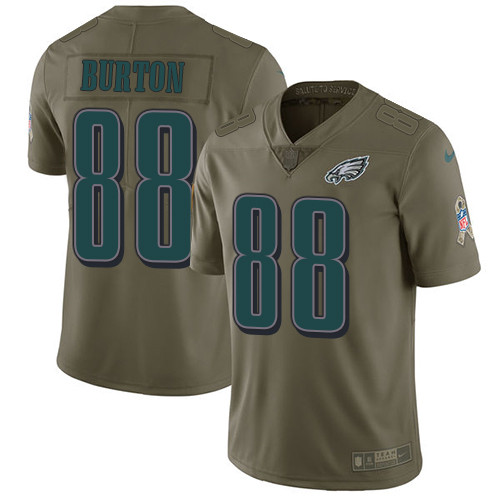 Eagles 88 Trey Burton Olive Salute To Service Limited Jersey